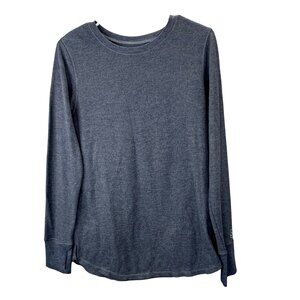 Cuddl Duds Thermal Shirt M Blue Long Sleeve Pullover Thumbholes Waffle Knit